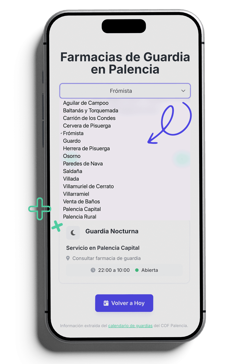 Buscador de la aplicación web Farmacias de Guardia 24